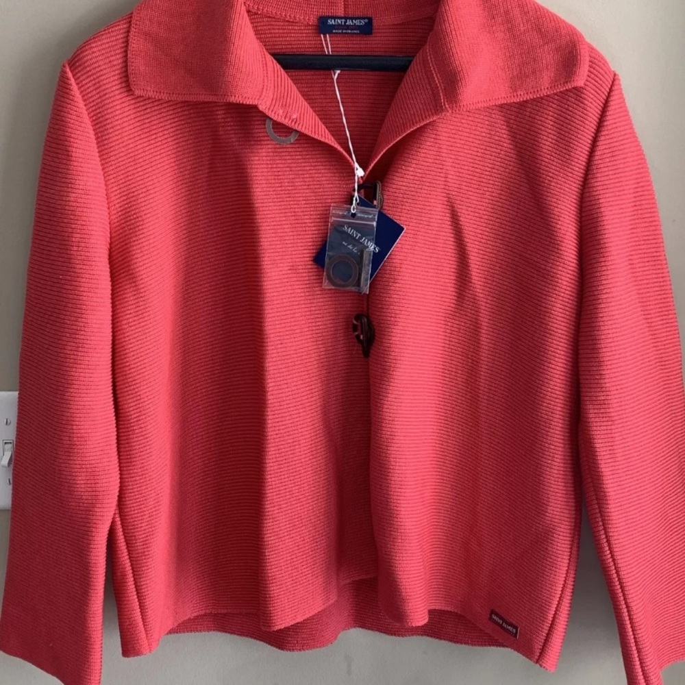 Saint James pink sweater jacket NWT $395